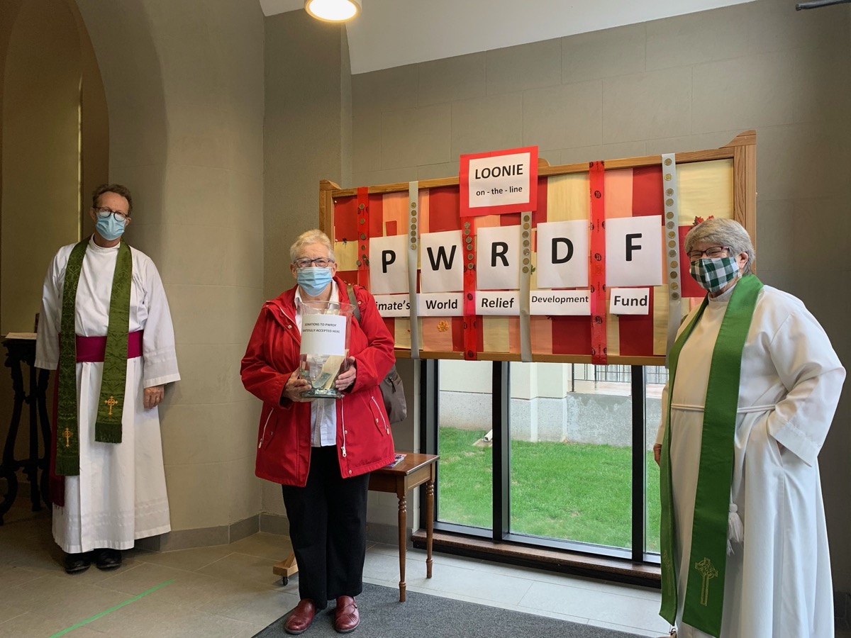 Archdeacon Peter Scott, Rector of St. Mark’s Anglican Church Marg Coupland, St. Mark’s PWRDF Parish Representative, and Canon Lynne Thackwray.